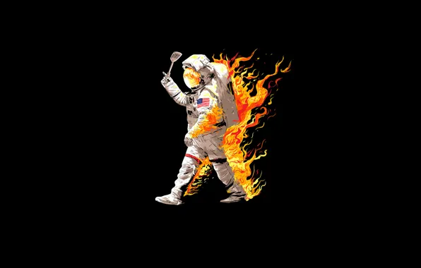Огонь, пламя, костюм, астронавт