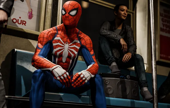 Люди, метро, Spider-Man, PS4, Человек - паук, Spider-Man (PS4)
