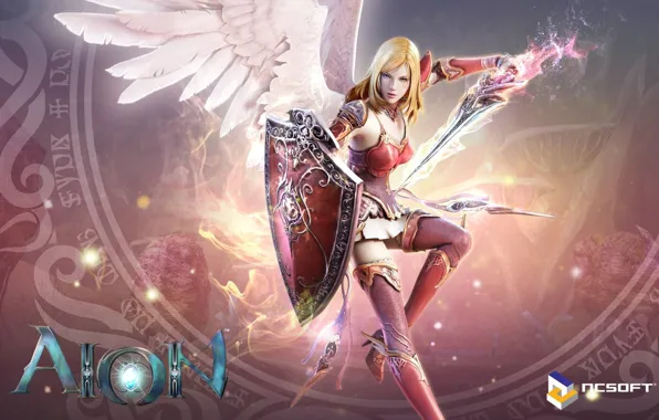 Девушка, aion, angel s mechom i schitom