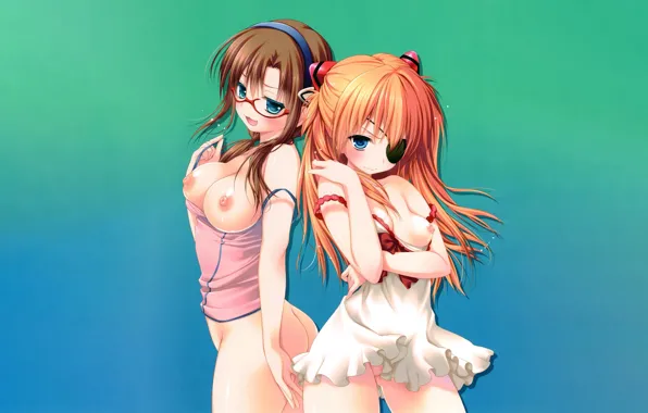 Sexy, ass, Neon Genesis Evangelion, erect nipples, long hair, dress, girls, brown hair