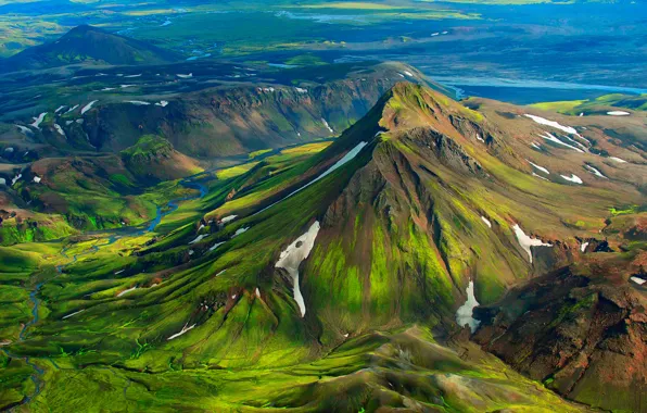 Картинка горы, холмы, долина, Исландия