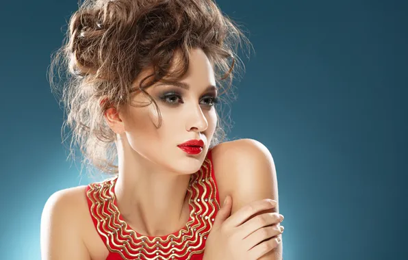 Картинка девушка, поза, портрет, макияж, фотомодель, YURI ILUHIN