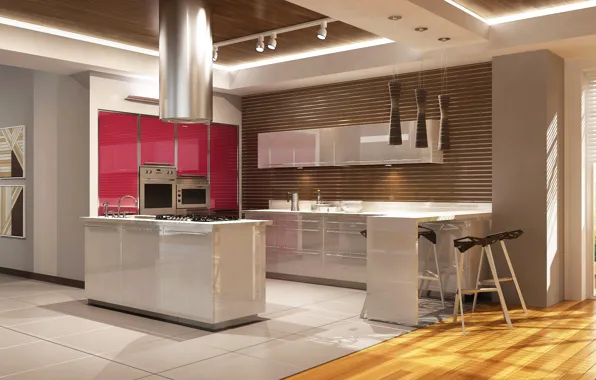 Стол, графика, интерьер, кухня, плита, Design, Interior, Kitchen