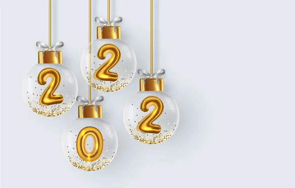 Шарики, фон, шары, Рождество, цифры, Новый год, 2022