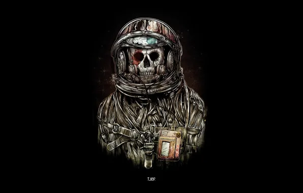 Картинка смерть, череп, скафандр, костюм, астронавт