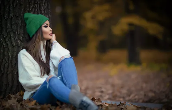 Autumn, model, woods