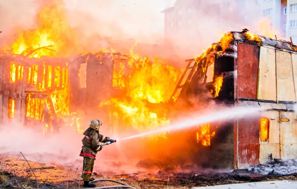 Картинка fire, destruction, Firefighter