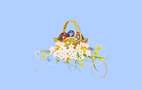 Цветы, корзина, яйца, пасха, happy easter, by Pyrus-acerba