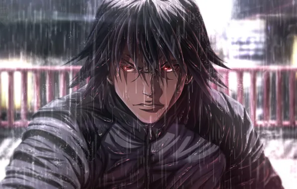 Взгляд, дождь, арт, парень, Zetman