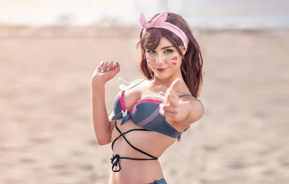 Girl, model, pretty, face, cosplay, pose, costume, Overwatch