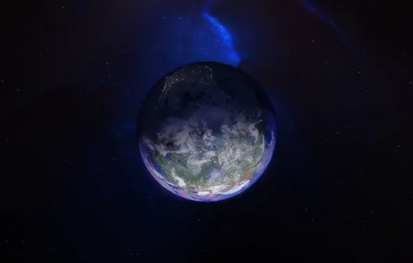 Звезды, Планета, Туманность, Земля, Space, Art, Earth, Home