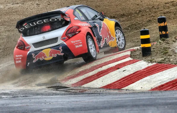 Пежо, Занос, Peugeot, Loeb, Задок, 208, WorldRX