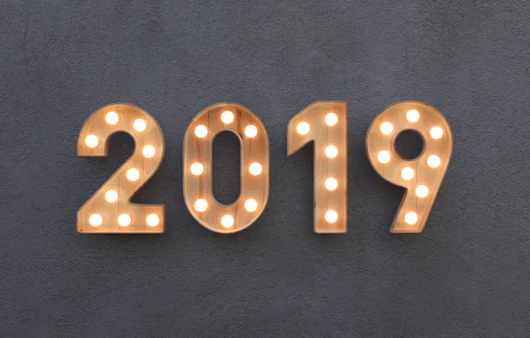 Новый Год, цифры, light, background, New Year, Happy, 2019