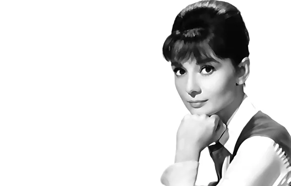 Картинка актриса, черно-белое, Одри Хепберн, Audrey Hepburn
