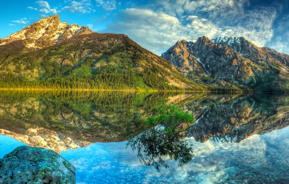 Картинка озеро, отражение, гора