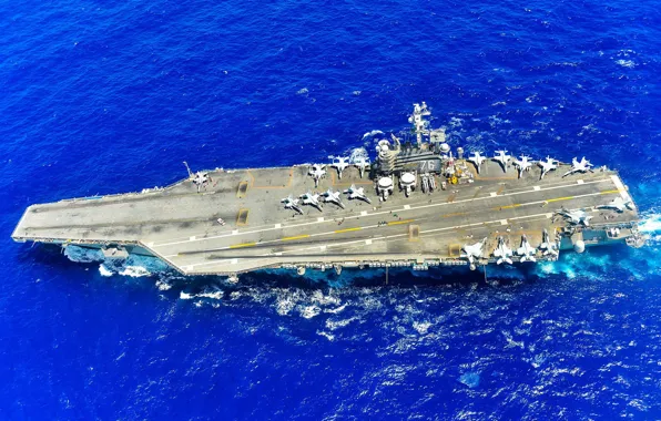 Картинка оружие, армия, флот, aircraft carrier, USS Ronald Reagan (CVN 76), PACIFIC OCEAN