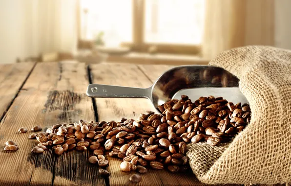 Мешок, кофейные зерна, bag, лопатка, shoulder, coffee beans