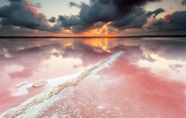 Пейзаж, закат, природа, озеро