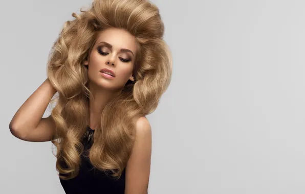 Картинка девушка, портрет, макияж, прическа, блондинка, длинные волосы