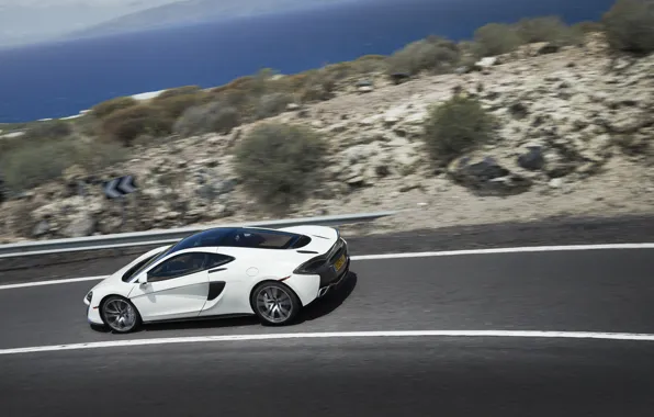 Дорога, авто, белый, McLaren, скорость, суперкар, 570GT