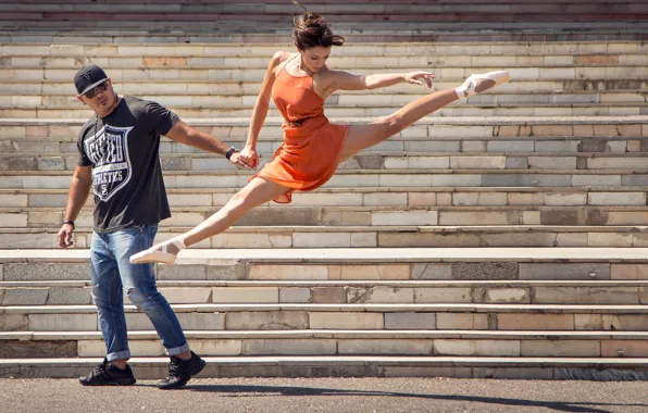 Картинка танец, ступеньки, балерина, Street Ballet