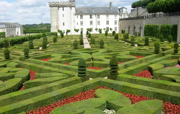 Картинка Франция, растения, весна, сад, France, garden, spring, Замок Вилландри