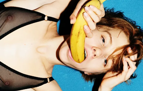 Nipples, boobs, blue eyes, redhead, banana, tits, Marta Gromova, Andrey Rastegaev