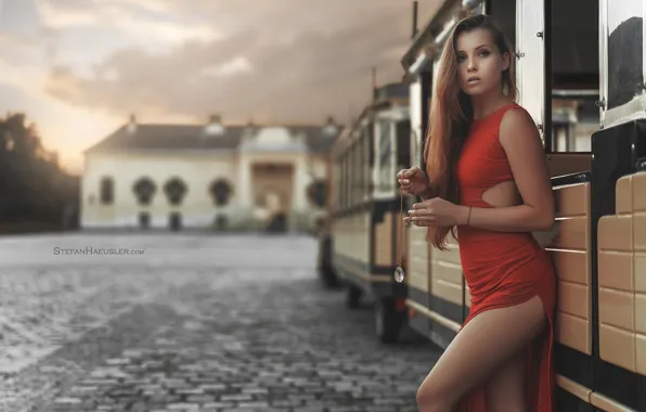 Взгляд, девушка, платье, ножки, вырез, Stefan Häusler