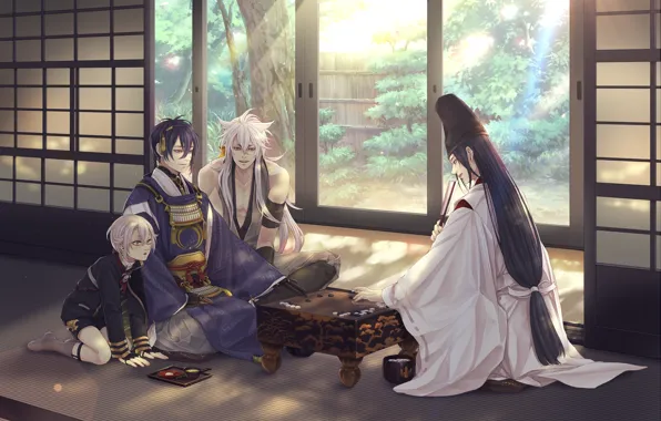 Игра, аниме, арт, парни, разное, Hikaru no Go, Touken Ranbu, Mikazuki Munechika