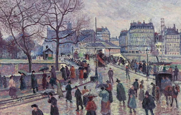 Картина, 1896, городской пейзаж, Максимильен Люс, Maximilien Luce, Париж. Мост Архиепархии