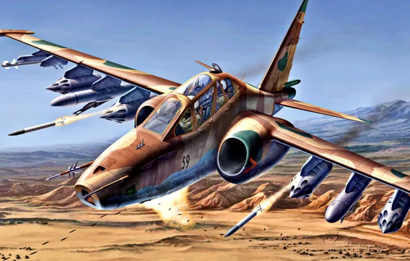Картинка военный самолёт, Су-25, дозвуковой, учебно-боевой, Бронированный, Су-25УБК, ВВС Ирана