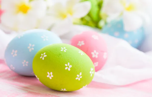 Картинка цветы, яйца, Пасха, flowers, spring, Easter, eggs, decoration