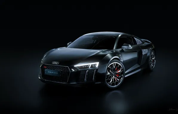 Авто, Ночь, Город, Машина, Audi R8, Black, Спорткар, Transport & Vehicles