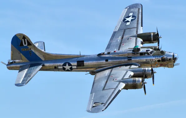 Картинка бомбардировщик, B-17, четырёхмоторный, тяжёлый, Flying Fortress, «Летающая крепость»