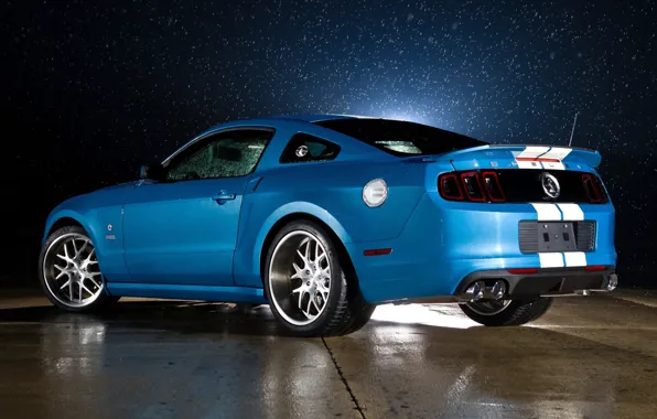 Картинка синий, полосы, фон, Mustang, Ford, Shelby, GT500, Форд