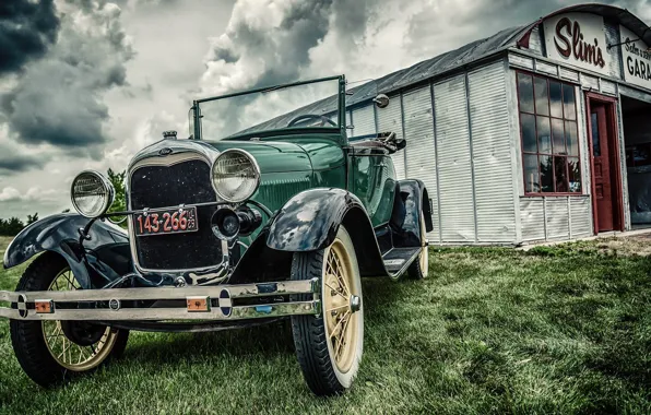 Небо, ретро, двор, ford