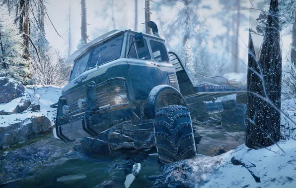 HDR, Wood, Winter, Water, Lights, Snow, Truck, Game
