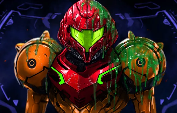 Шлем, броня, art, samus aran, metroid prime, Metroid