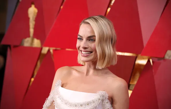 Картинка взгляд, Margot Robbie, блондинка, актриса, улыбка, blonde, actress, Марго Робби