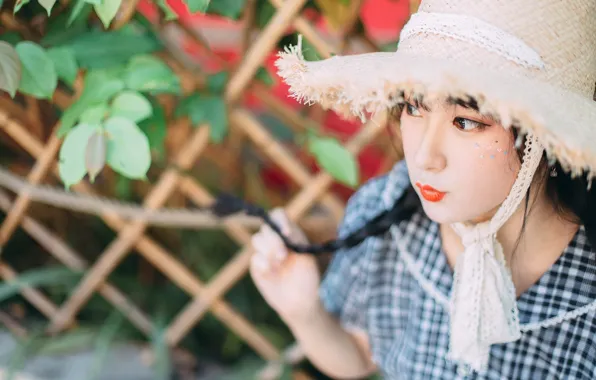 Asian, Model, pretty, Woman, Hat, Close Up, Close Shot, Close Face