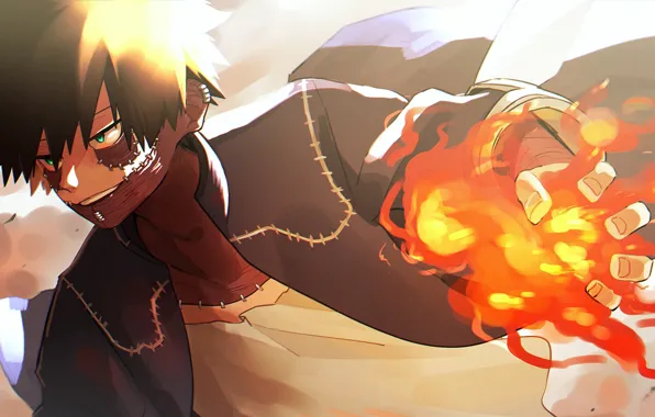 Улыбка, огонь, рука, парень, Boku No Hero Academia, Моя геройская акадеимя