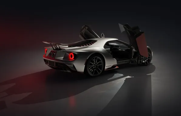 Ford, Форд, Темный фон, Supercar, Сзади, 2022, Ford GT LM Edition, Mid-engine two-seater sports car