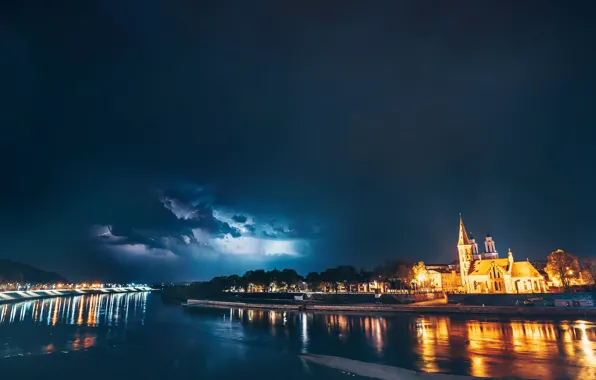 Картинка ночь, город, Lietuva, Kaunas