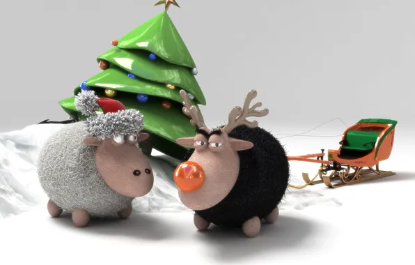 Картинка игрушка, елка, новый год, овечки