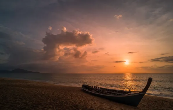 Море, пляж, закат, природа, берег