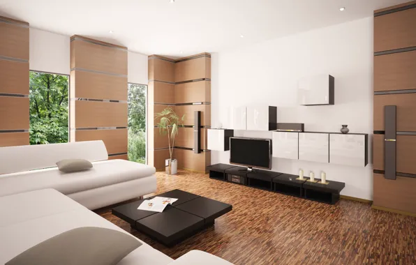 Дизайн, диван, интерьер, подушки, телевизор, столик, просторный, Interior Design