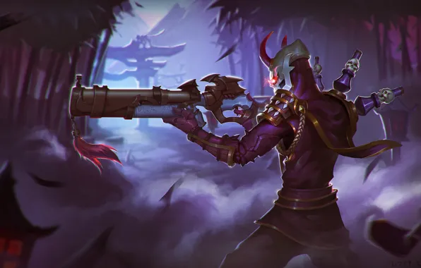 Оружие, воин, League Of Legends, Jhin