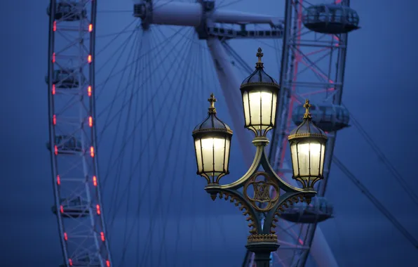 Картинка Англия, Лондон, фонарь, колесо обозрения, London, England, Лондонский глаз, London Eye