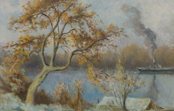 Пейзаж, картина, 1920, Максимильен Люс, Maximilien Luce, Берега Сены Весной