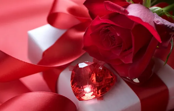 Любовь, цветы, праздник, коробка, подарок, камень, роза, чувства